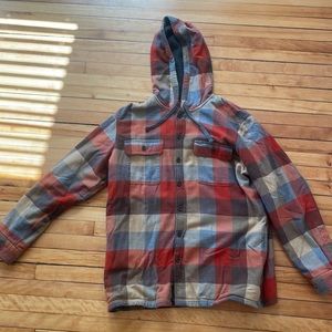 LL Bean Fleece Lined Flannel Shirt Hooded
